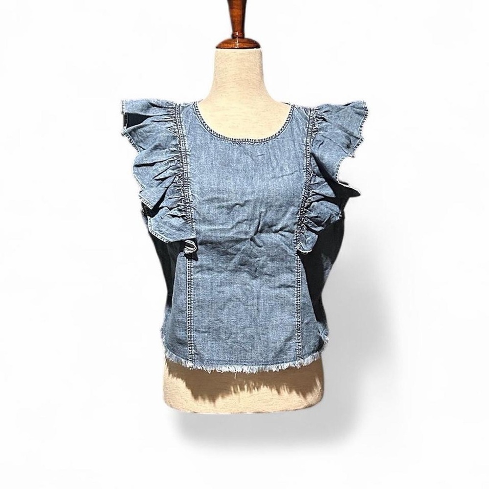GAP Women's Denim Ruffle Top